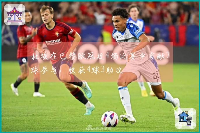 杜埃在巴黎欧冠近4场比赛中贡献7球参与，收获4球3助攻